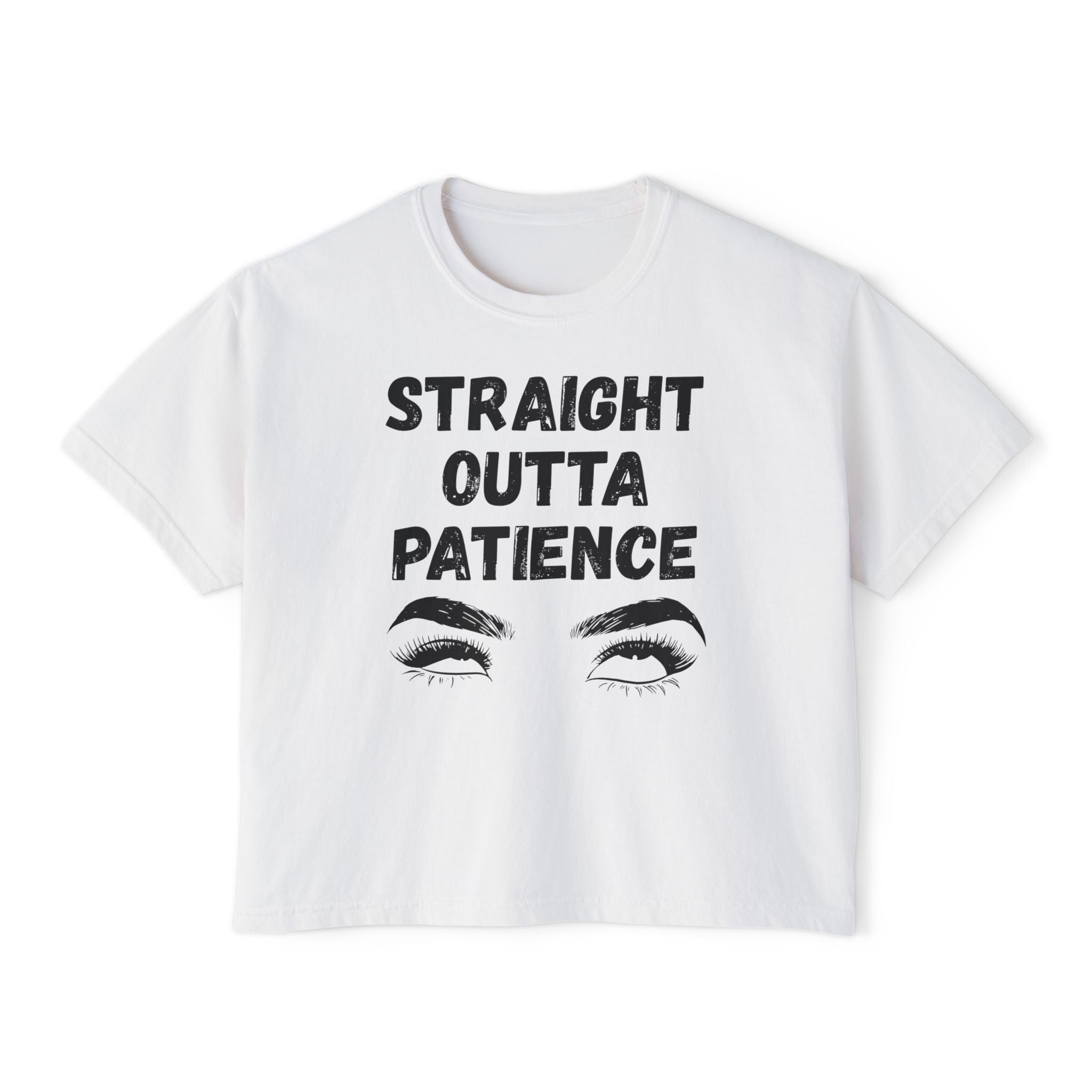 Straight Outta Patience Women’s Boxy Tee – Retro Graphic Throwback