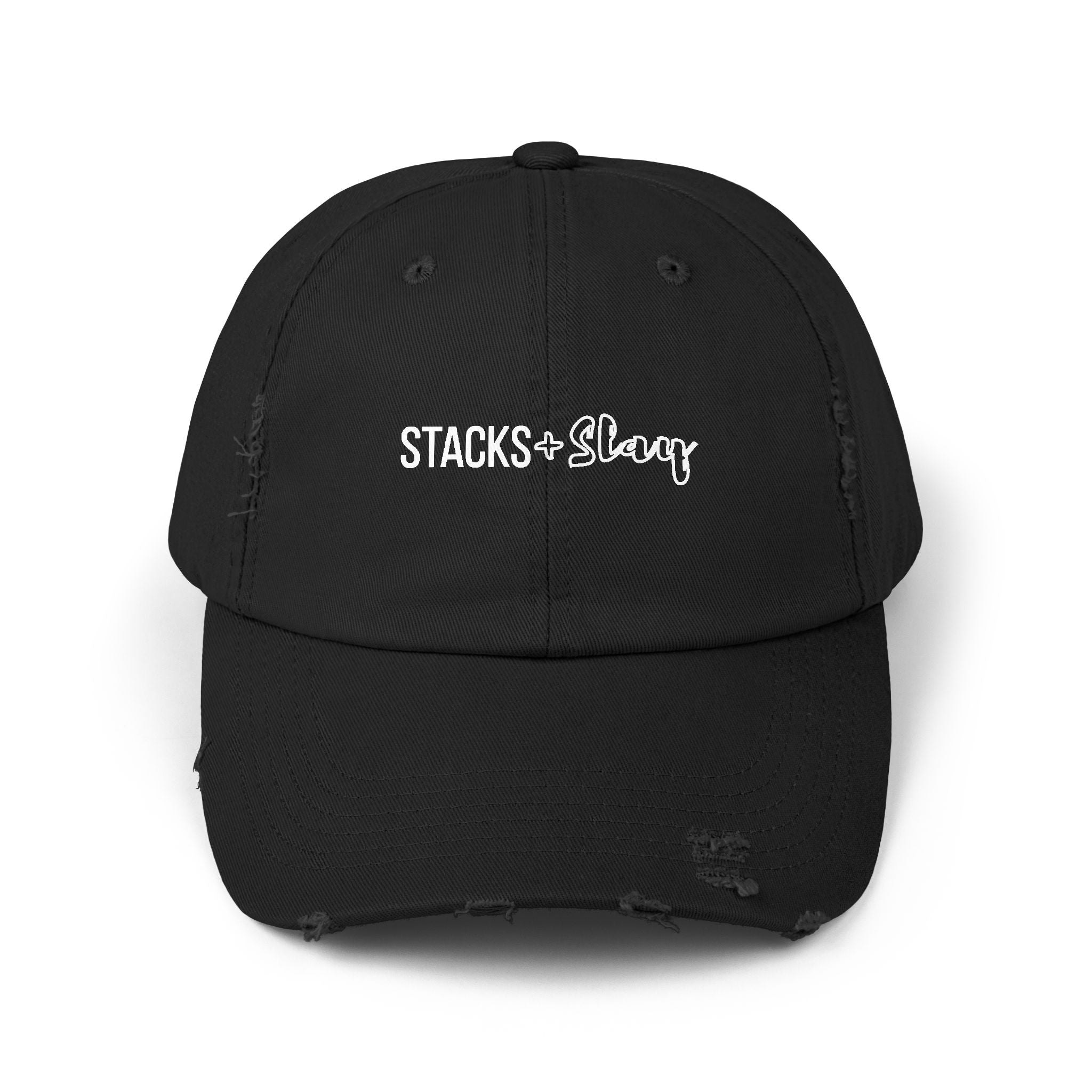 Stacks and Slay Distressed Cap — Effortless Cool