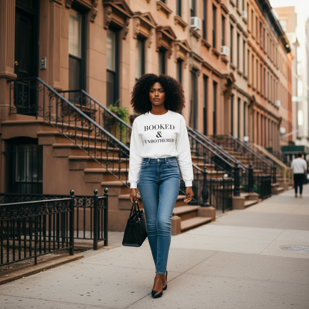 Booked & Unbothered — Crewneck Sweatshirt