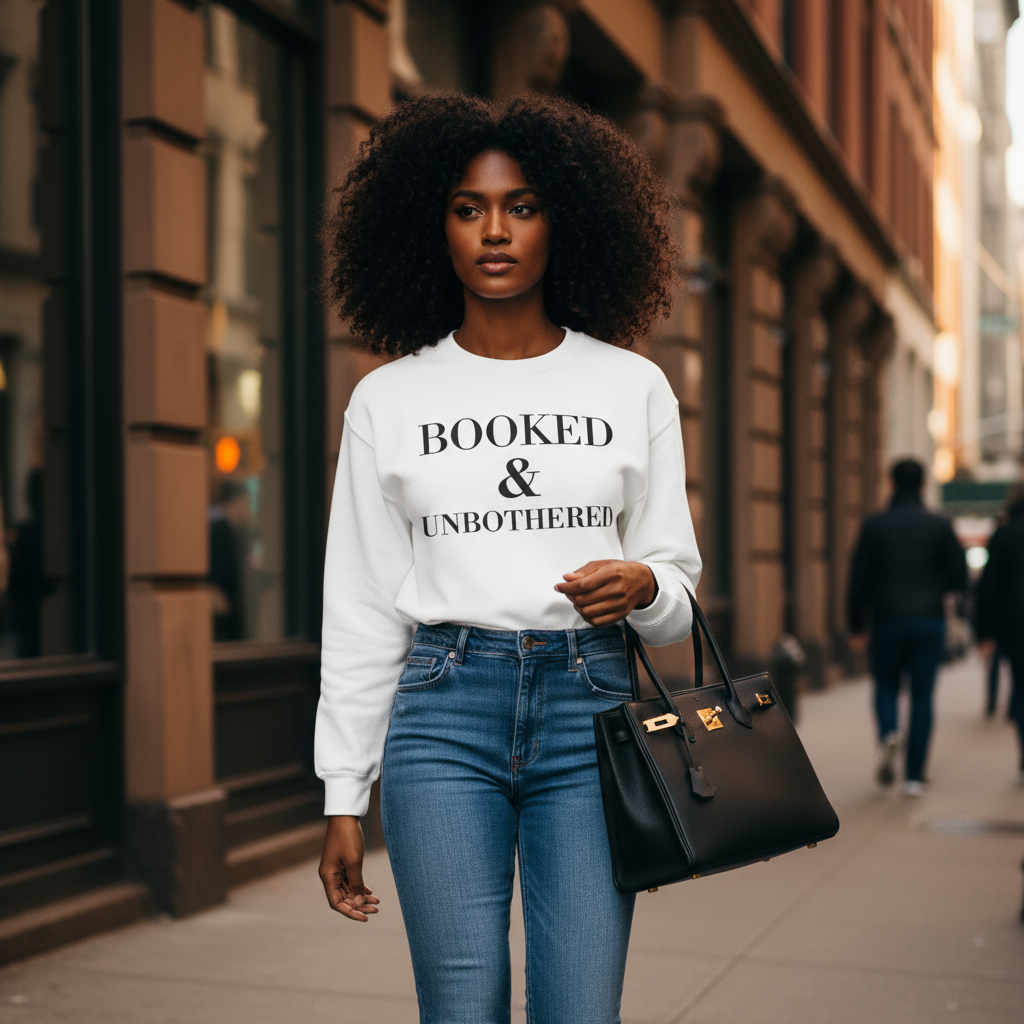 Booked & Unbothered — Crewneck Sweatshirt