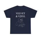 Music Lover Gift, Comfy Graphic Tee, Vintage Style, Perfect for Concerts, Book Lovers, Navy Blue, Line Art