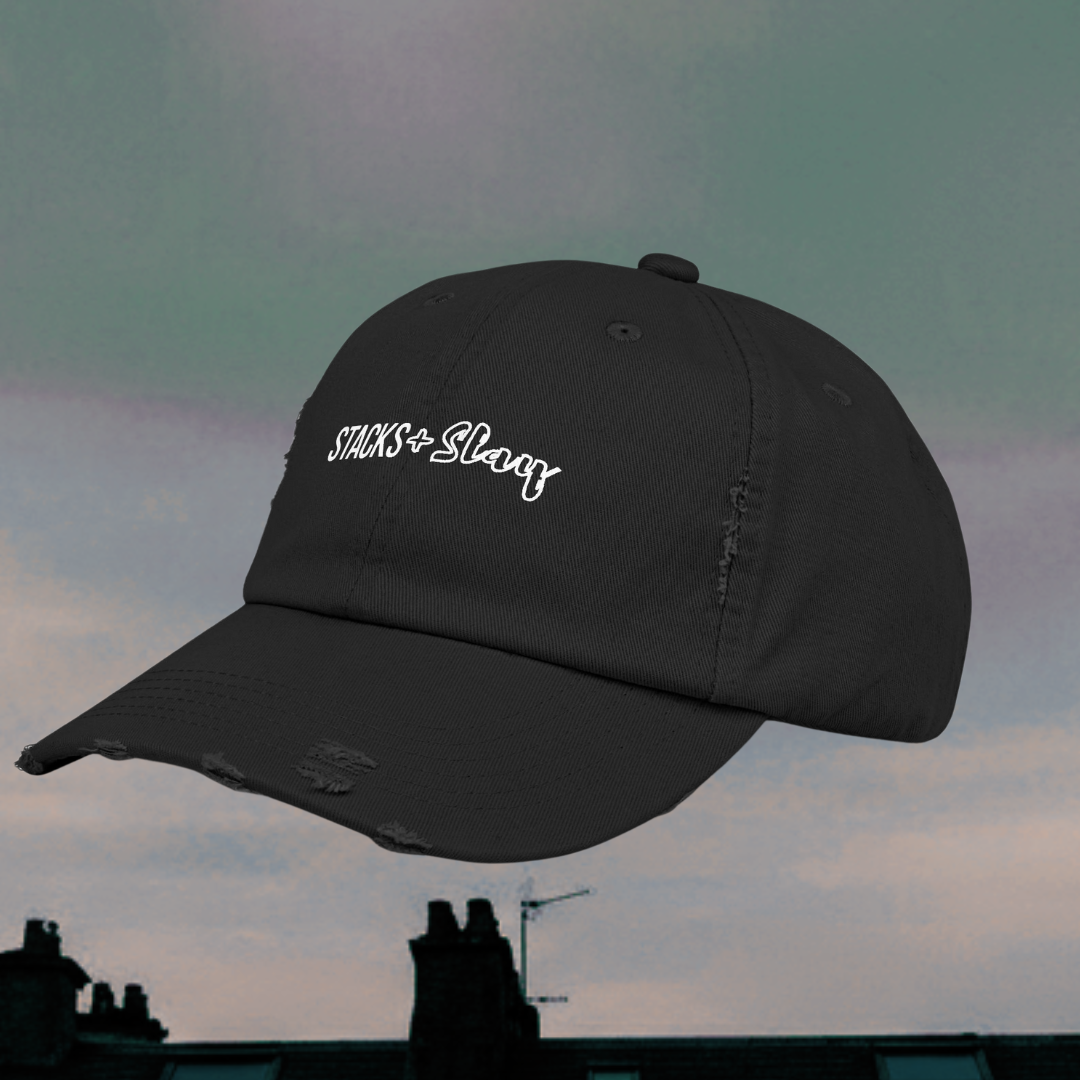 distressed baseball cap, hat, chic wear, black hat, fashion, cap